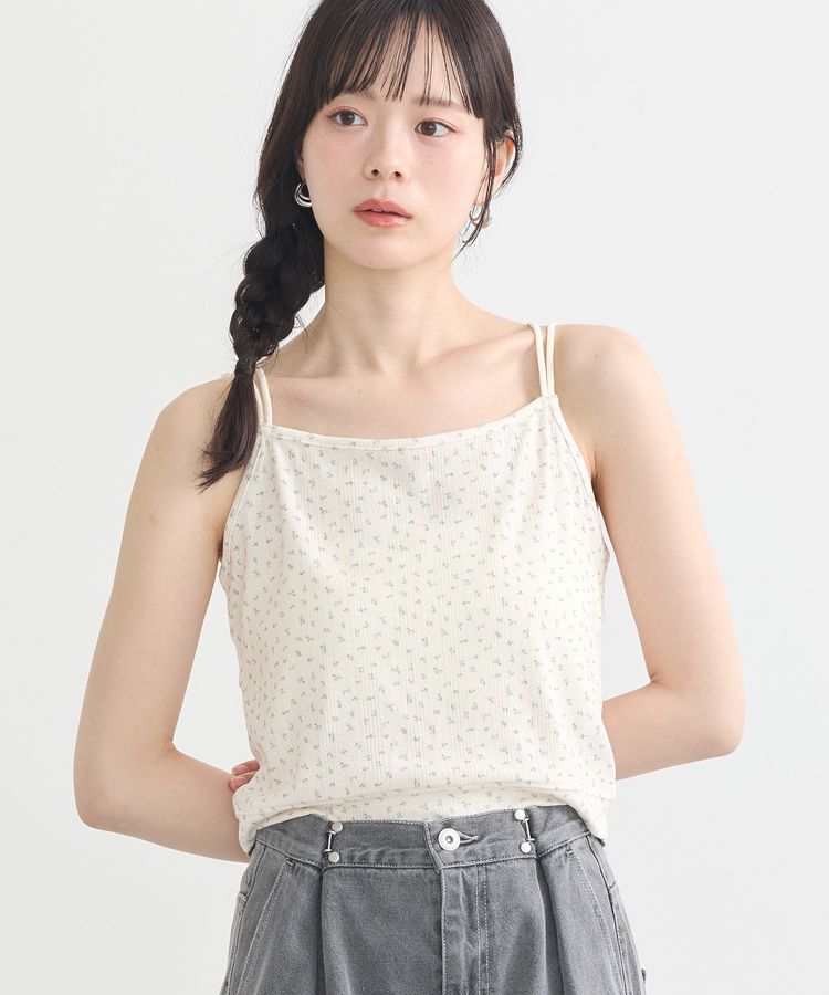 earth music&ecology「ダブルストラップパターンメッシュキャミソール」|キャミソール|