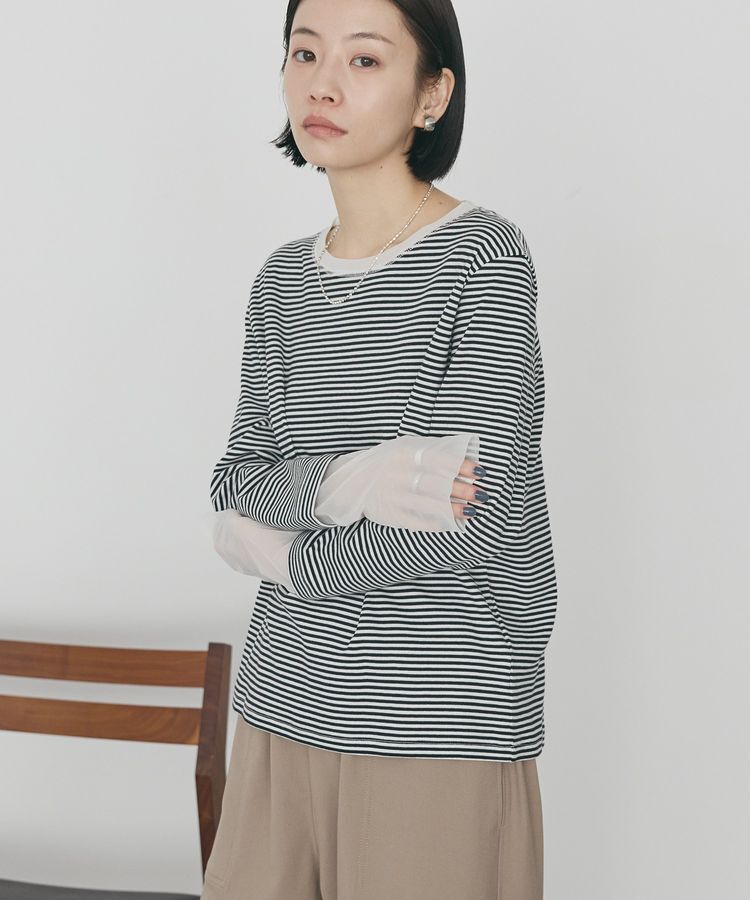 AMERICAN HOLIC「袖チュールレイヤードプルオーバー」|Tシャツ・カットソー|