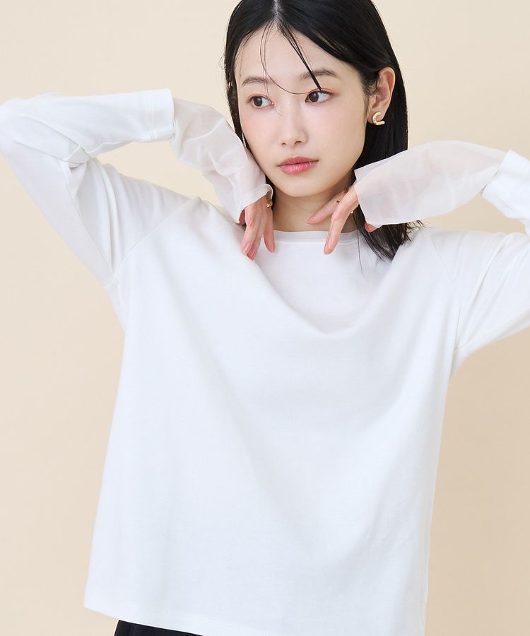 AMERICAN HOLIC「袖チュールレイヤードプルオーバー」|Tシャツ・カットソー|