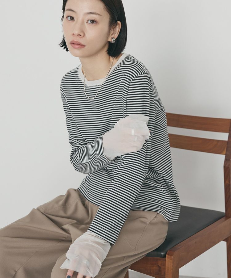 AMERICAN HOLIC「袖チュールレイヤードプルオーバー」|Tシャツ・カットソー|Border