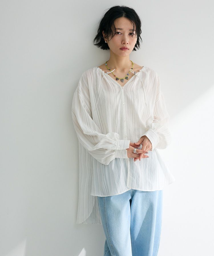 Green Parks「ドロストネックシアーストライプチュニック」|シャツ・ブラウス|