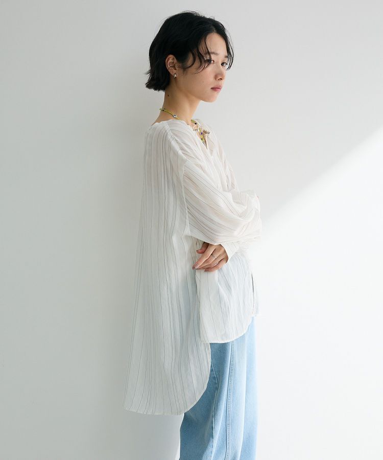 Green Parks「ドロストネックシアーストライプチュニック」|シャツ・ブラウス|