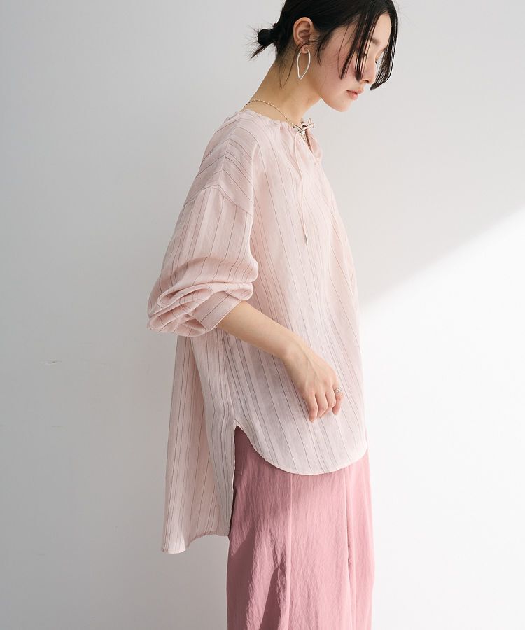 Green Parks「ドロストネックシアーストライプチュニック」|シャツ・ブラウス|