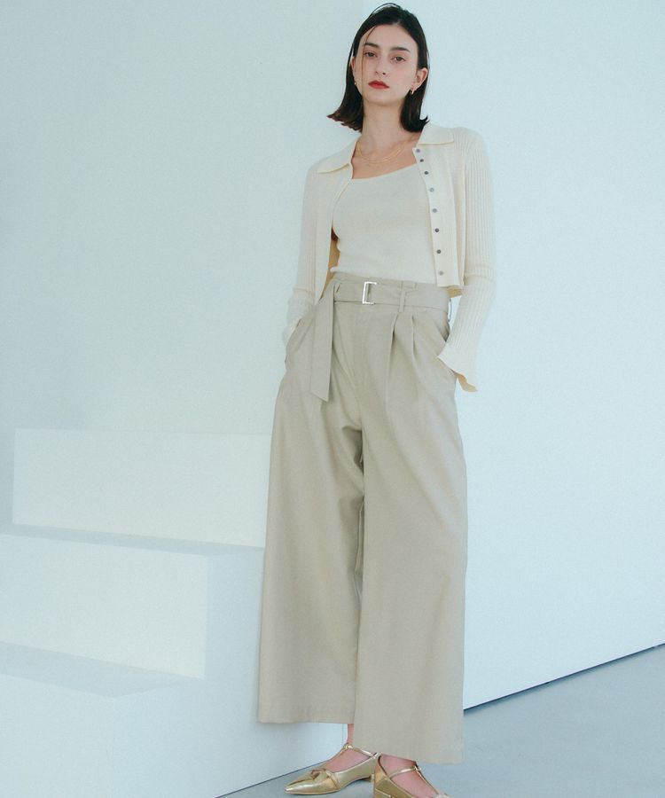 YECCA VECCA「ハイウエストベルトデザインタックワイドパンツ」|その他|