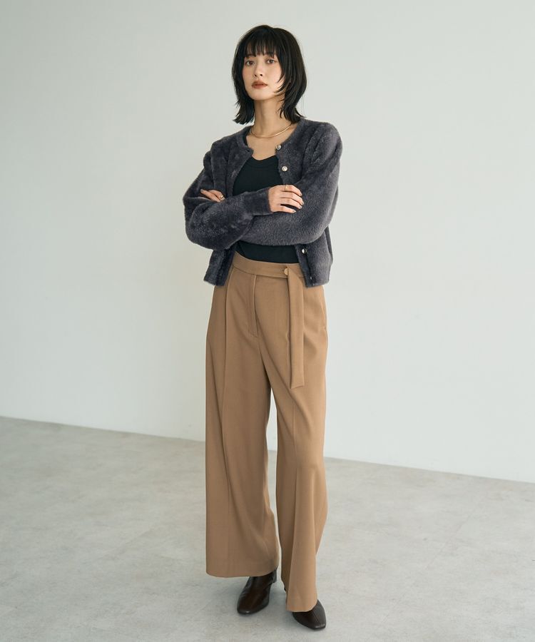 YECCA VECCA「金釦アクセントベルトワイドパンツ」|その他|