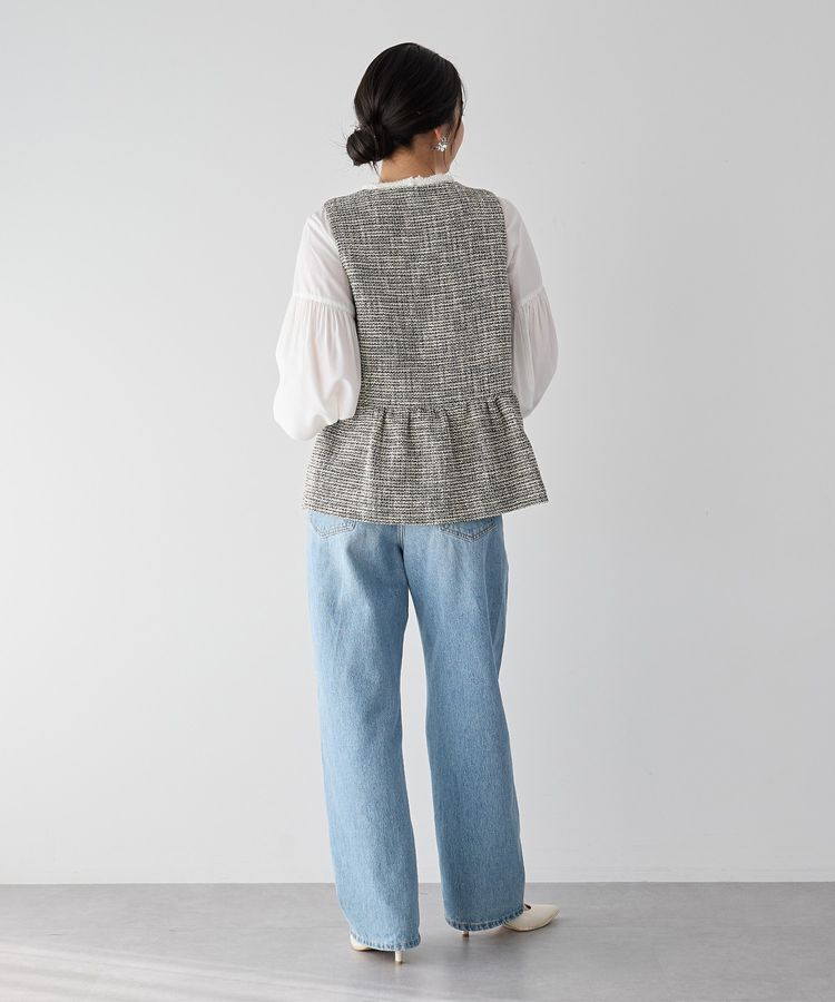 YECCA VECCA「ツイードペプラムジレ」|ベスト・ジレ|