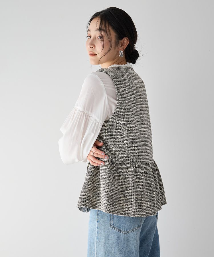 YECCA VECCA「ツイードペプラムジレ」|ベスト・ジレ|