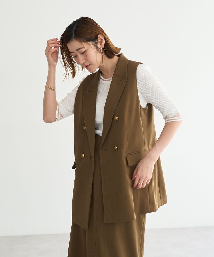 YECCA VECCA「ドライタッチ金釦テーラードジレ」|ベスト・ジレ|