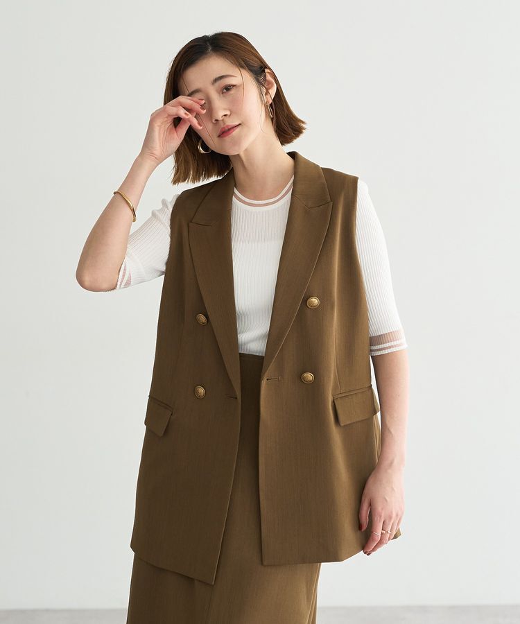 YECCA VECCA「ドライタッチ金釦テーラードジレ」|ベスト・ジレ|