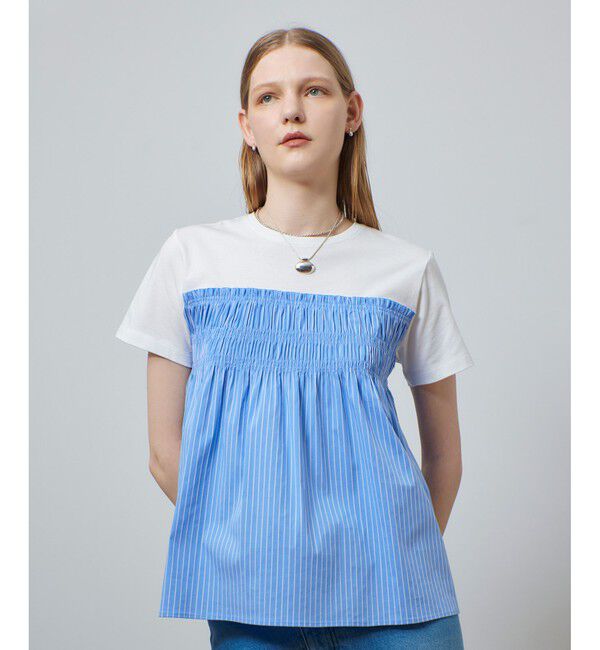 allureville「シャーリングビスチェコンビTシャツ」|Tシャツ・カットソー|ブルー