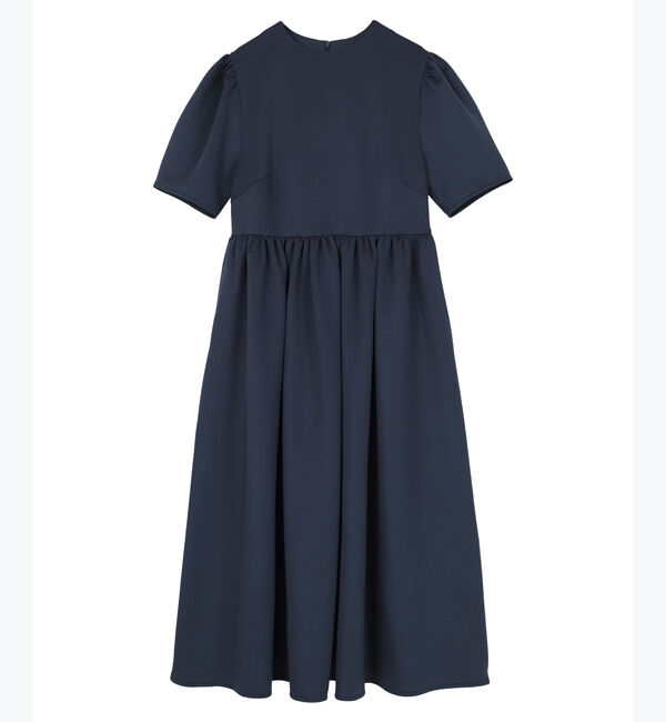 ur's「ボンディングパフスリーブギャザーフレアワンピース」|ワンピース|ネイビー