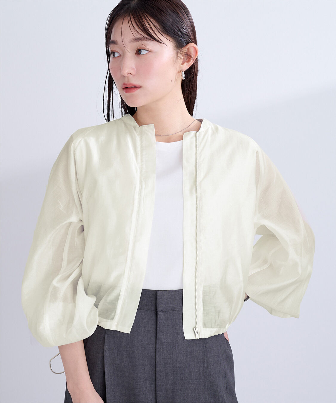 ur's「ドローストリングシアーブルゾン」|ブルゾン・スタジャン|アイボリー