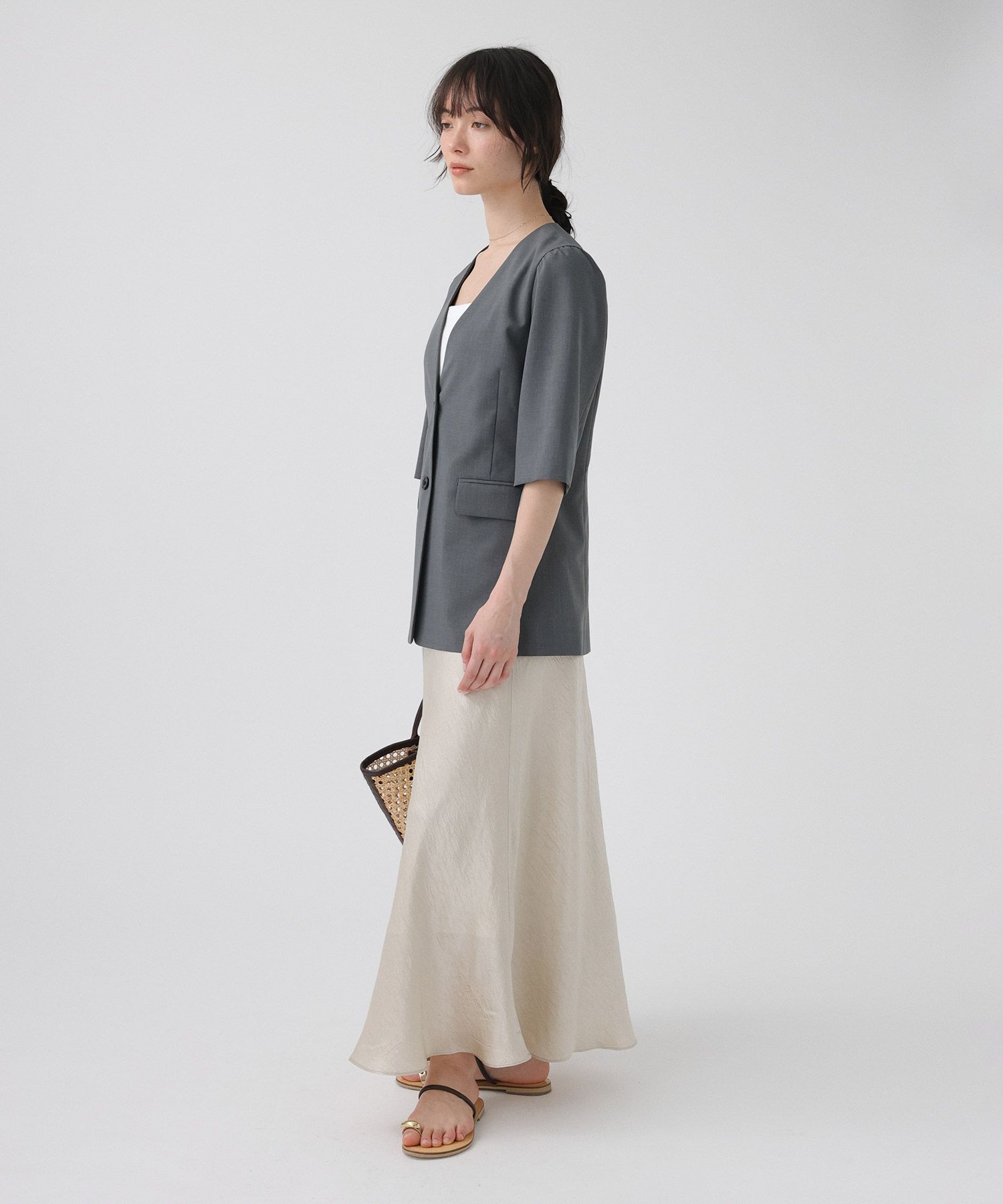 BABYLONE「【多機能素材】5部袖ジャケット」|テーラードジャケット|