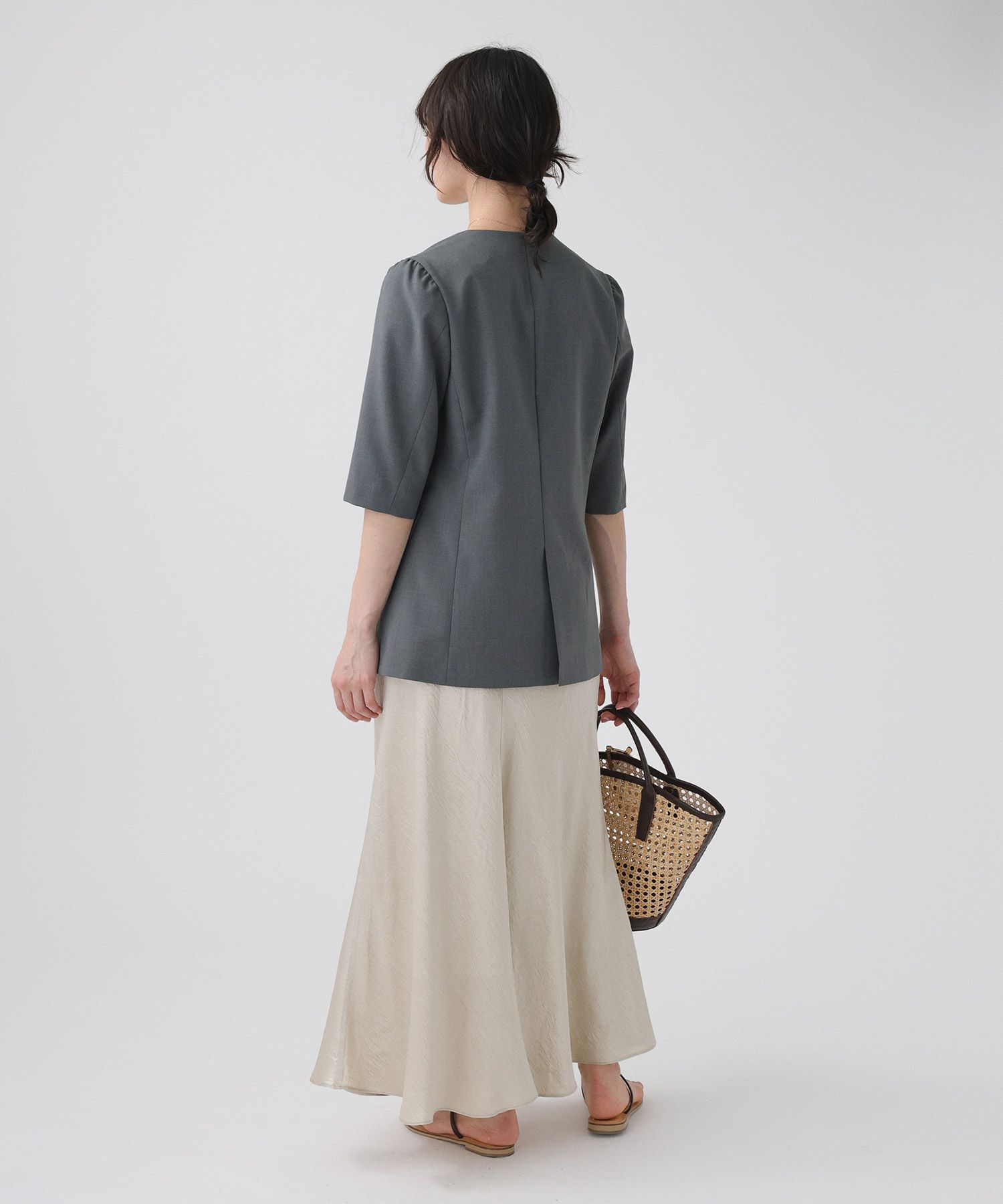 BABYLONE「【多機能素材】5部袖ジャケット」|テーラードジャケット|