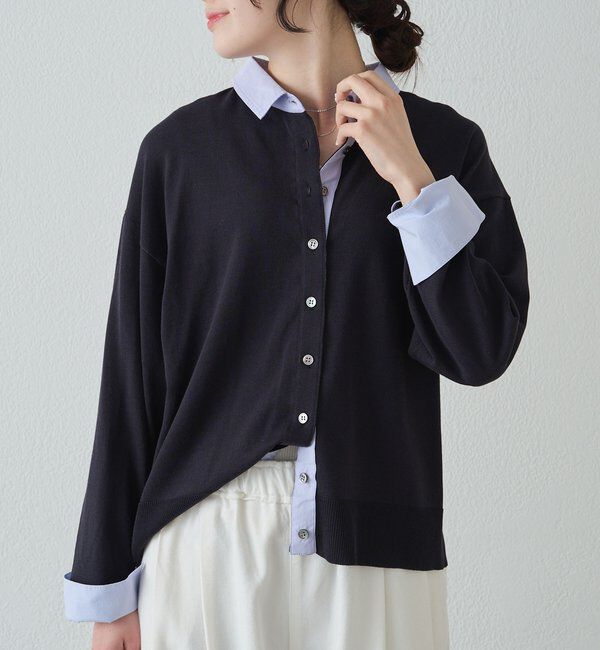  「ブラウスレイヤード風カーディガン」|カーディガン|