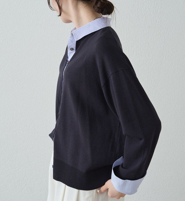  「ブラウスレイヤード風カーディガン」|カーディガン|