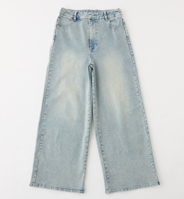  「【SSサイズあり/ウエスト調整可能】ビジュー付きワイドデニム」|その他|