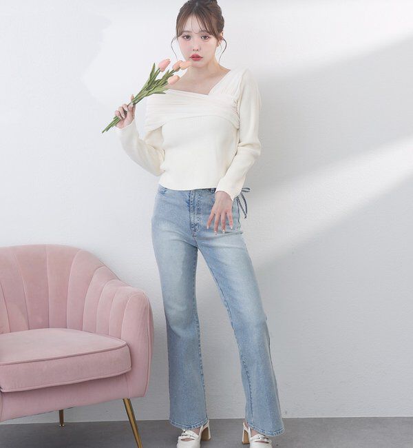  「異素材ドッキングオフショルニット」|ニット・セーター|