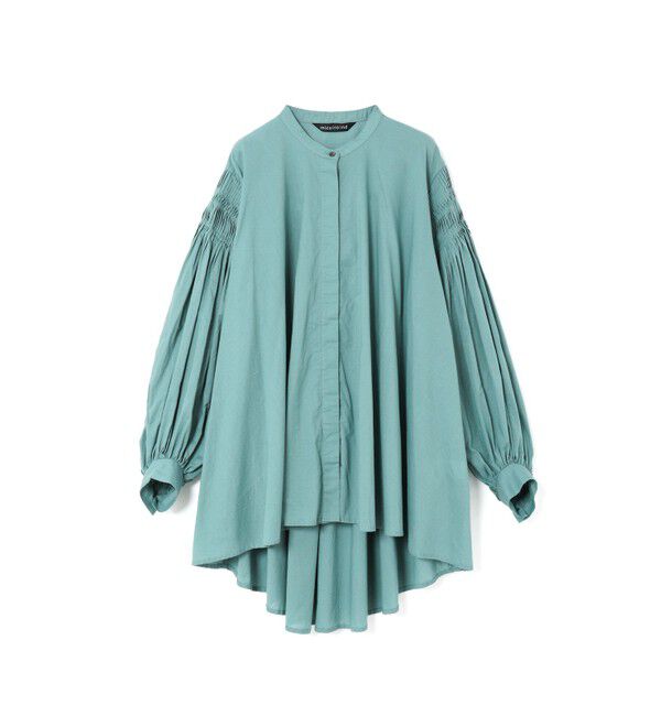 mizuiro ind「mizuiro ind ピンタックパフスリーブシャツ」|シャツ・ブラウス|グリーン