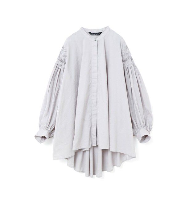 mizuiro ind「mizuiro ind ピンタックパフスリーブシャツ」|シャツ・ブラウス|ライトグレー