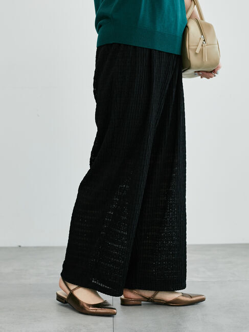 Lugnoncure「シャーリングレースカットパンツ」|その他|ブラック