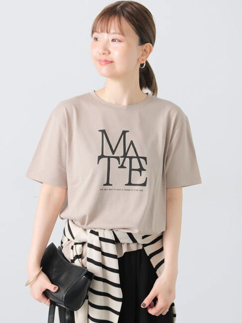 Lugnoncure「重ねロゴプリントTシャツ《2025summer catalog item》」|Tシャツ・カットソー|モカ