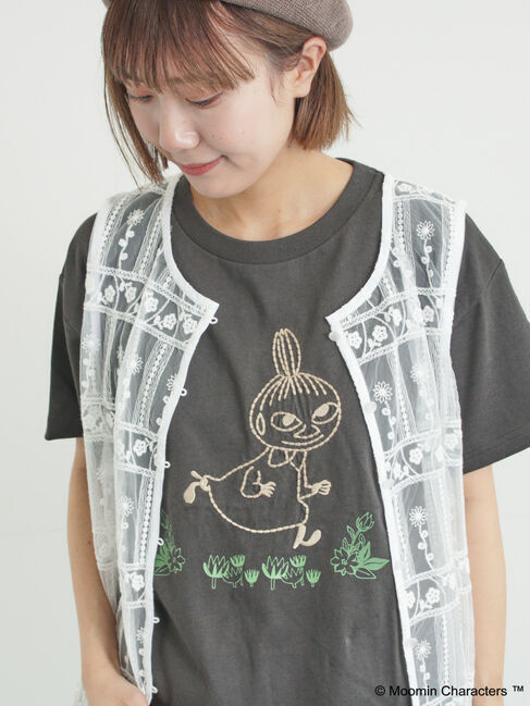 Samansa Mos2「【MOOMIN&times;Samansa Mos2】ぽこぽこ刺繍Tシャツ」|Tシャツ・カットソー|