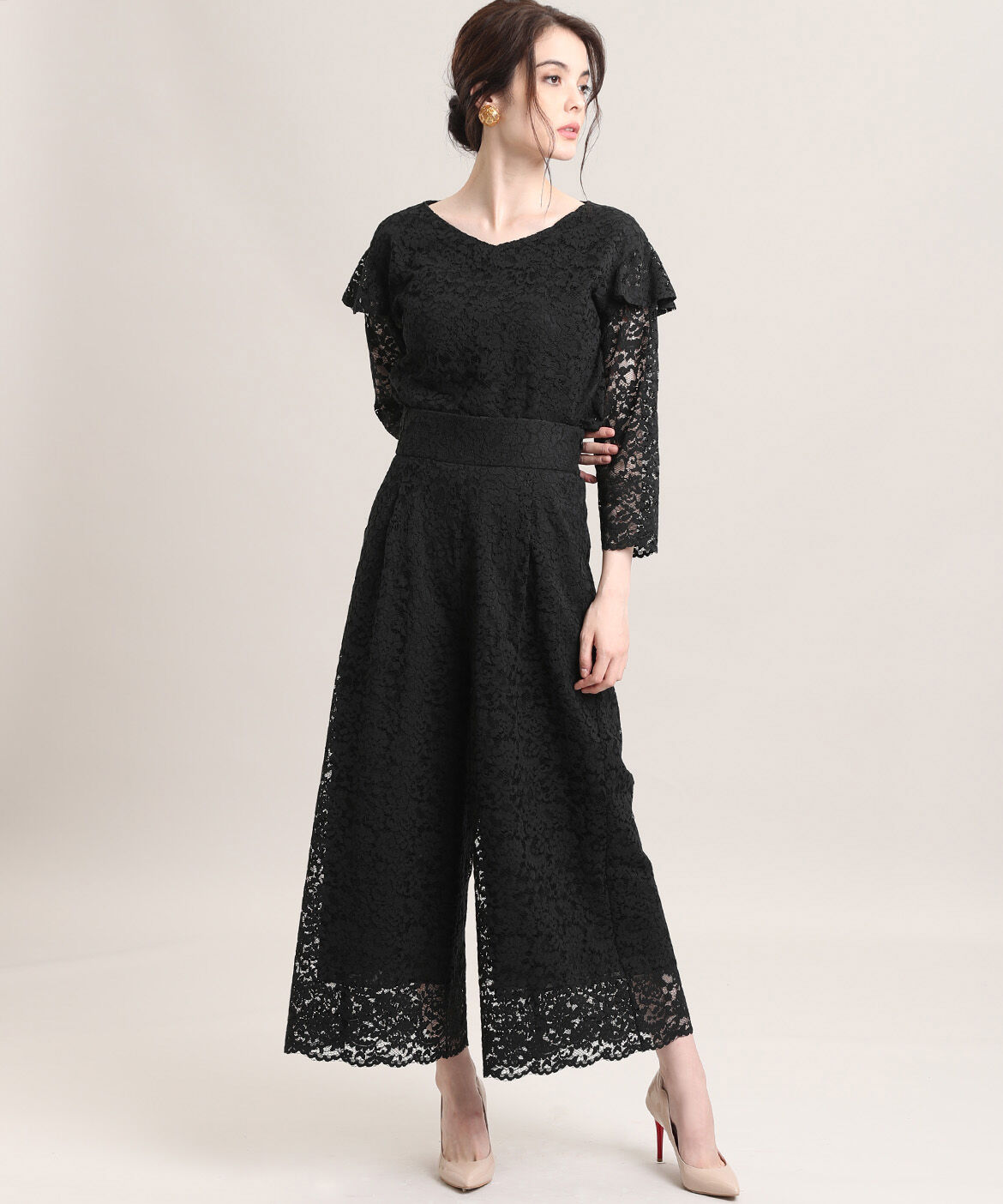 Maglie le cassetto「《M Maglie le cassetto》フリルショルダーレースブラウス」|シャツ・ブラウス|