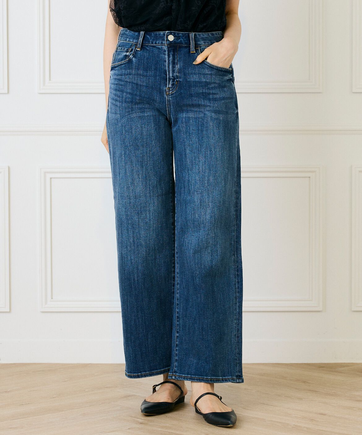 INED「《大きいサイズ》ワイドデニム」|その他|インディゴ9