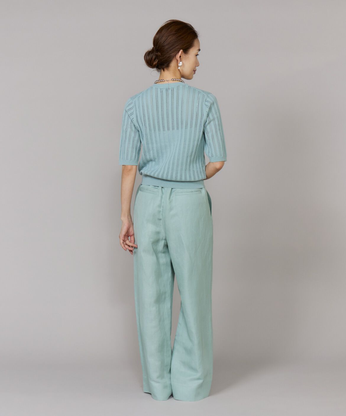 Le Souk「透かし柄リブクルーネックプルオーバー」|ニット・セーター|