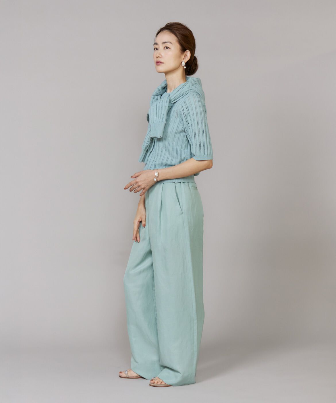 Le Souk「透かし柄リブクルーネックプルオーバー」|ニット・セーター|