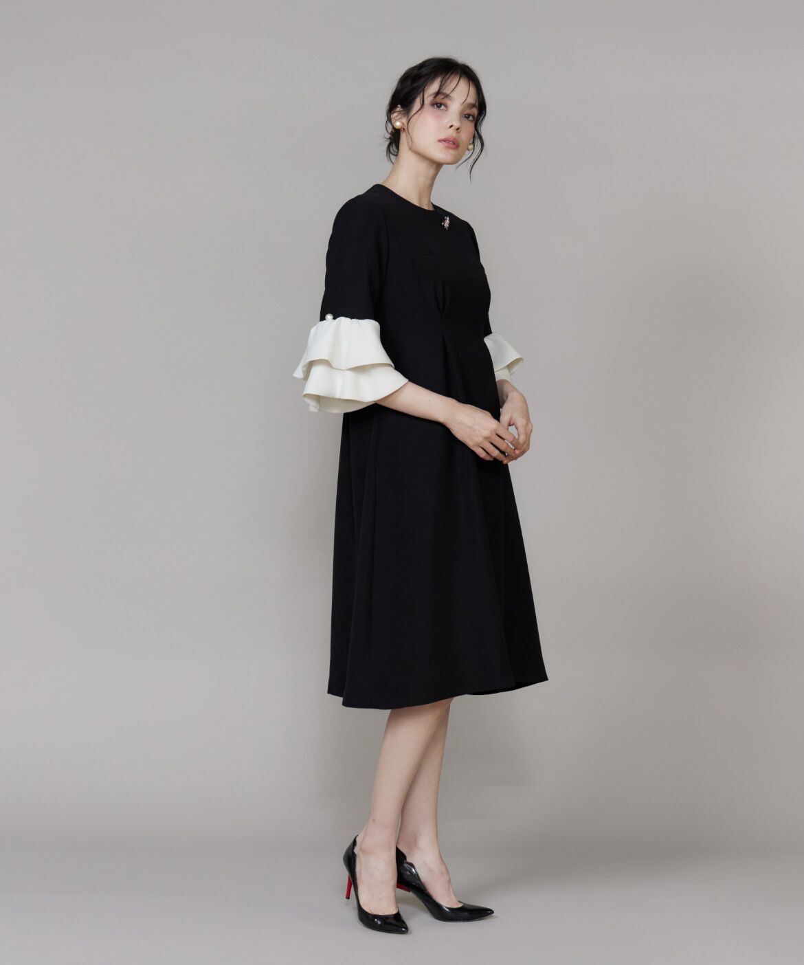 Maglie le cassetto「《M Maglie le cassetto》袖フリルフレアワンピース」|ワンピース|