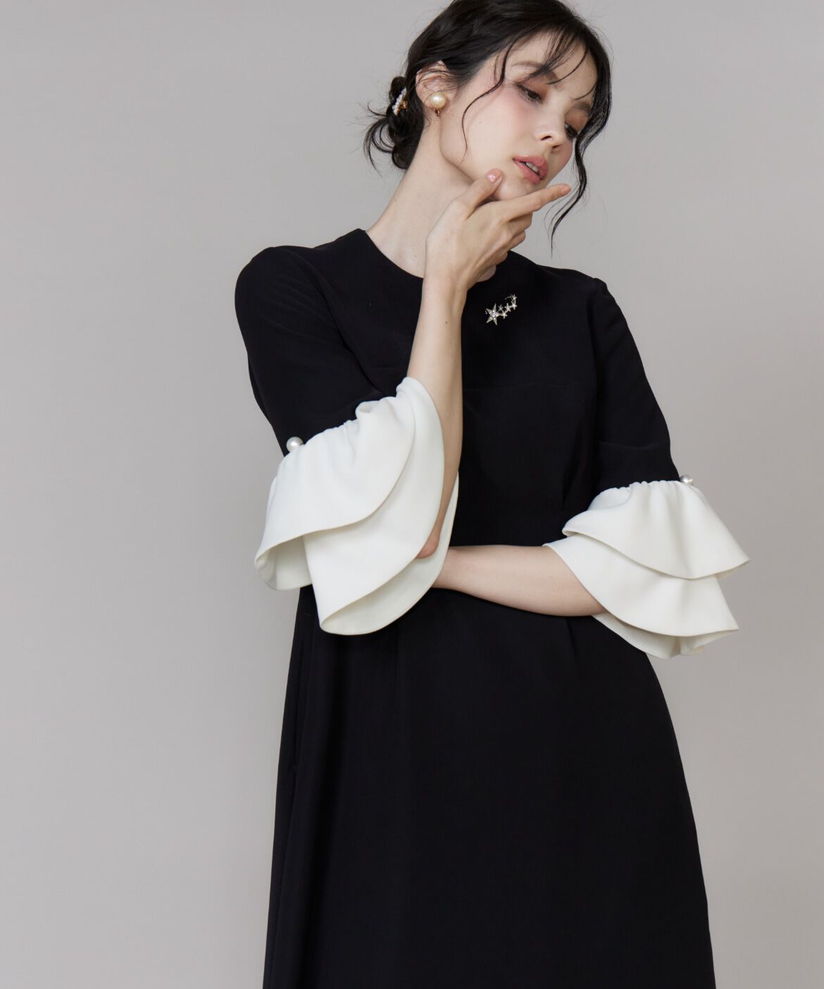 Maglie le cassetto「《M Maglie le cassetto》袖フリルフレアワンピース」|ワンピース|