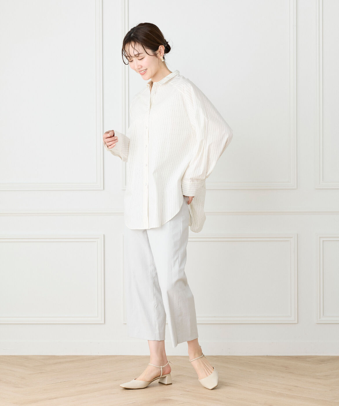 Le Souk「《大きいサイズ》ストライプロングシャツ」|シャツ・ブラウス|