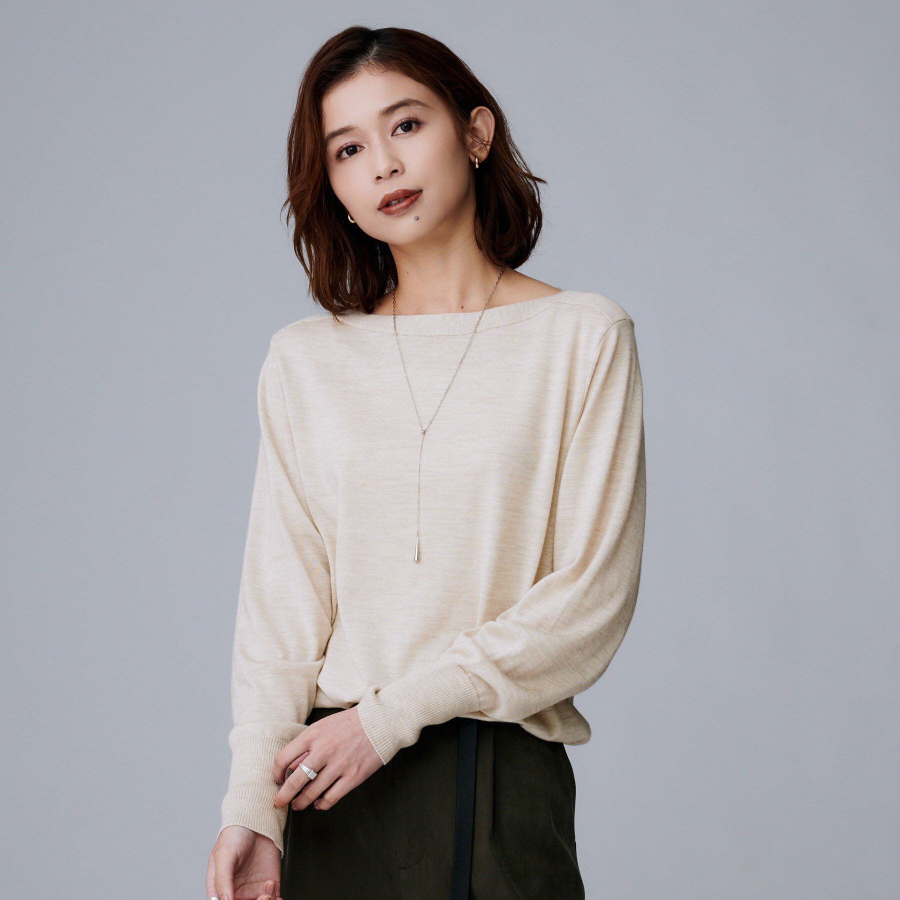 UNTITLED「【アンサンブル可/洗える】シルクウールカシミヤ ドルマンスリーブニット」|ニット・セーター|