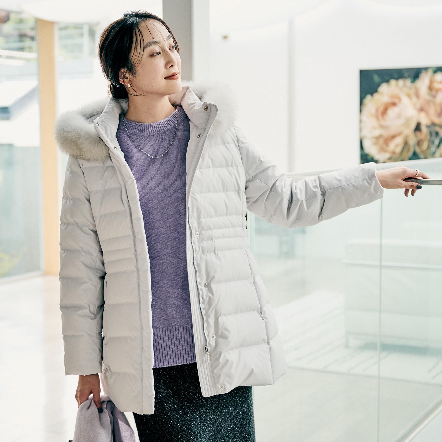 UNTITLED「【はっ水機能/フード取り外し可】ミディダウンコート」|ダウン|