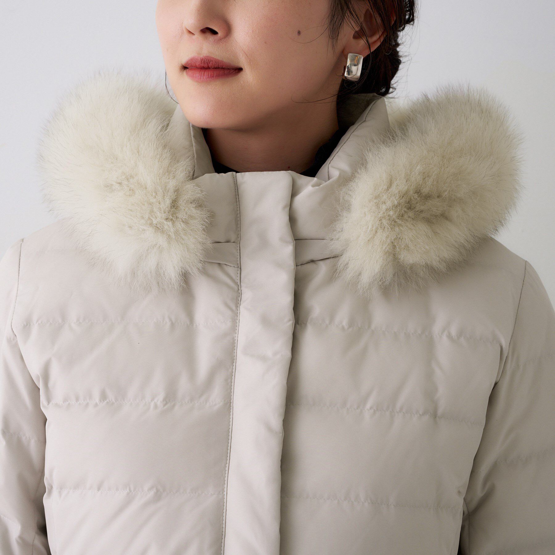 UNTITLED「【はっ水機能/フード取り外し可】ミディダウンコート」|ダウン|