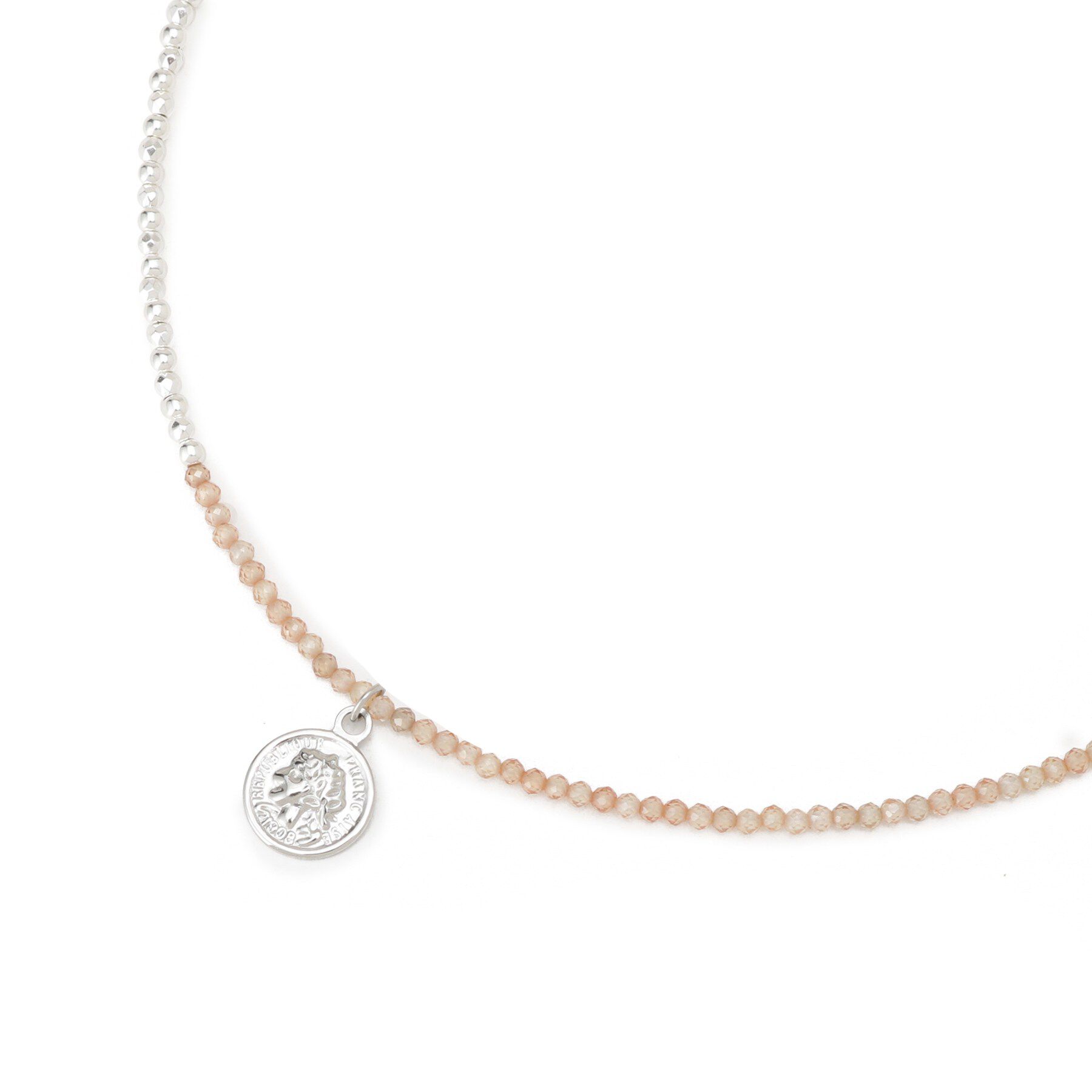 UNTITLED「ビーズコイントップ」|ネックレス|ライトピンク(570