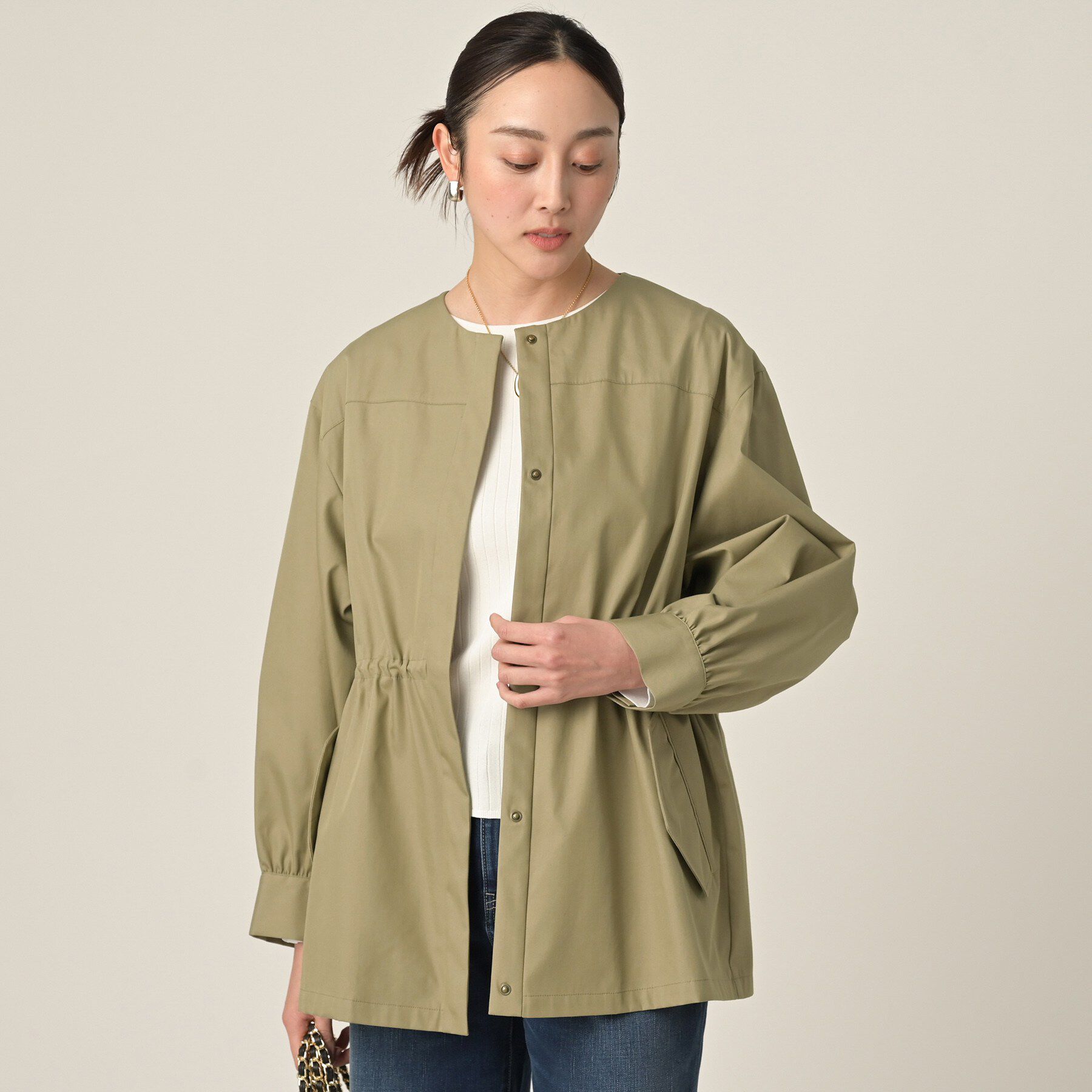 UNTITLED「ライトコットンミリタリーコート」|ノーカラーコート|