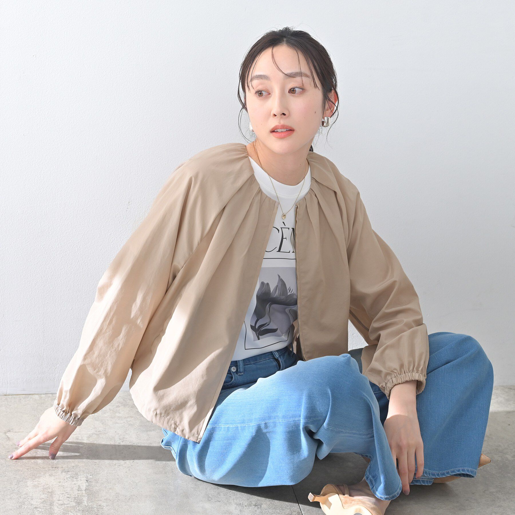 UNTITLED「シャイニータイプライターブルゾン」|ブルゾン・スタジャン|ピンクベージュ(05