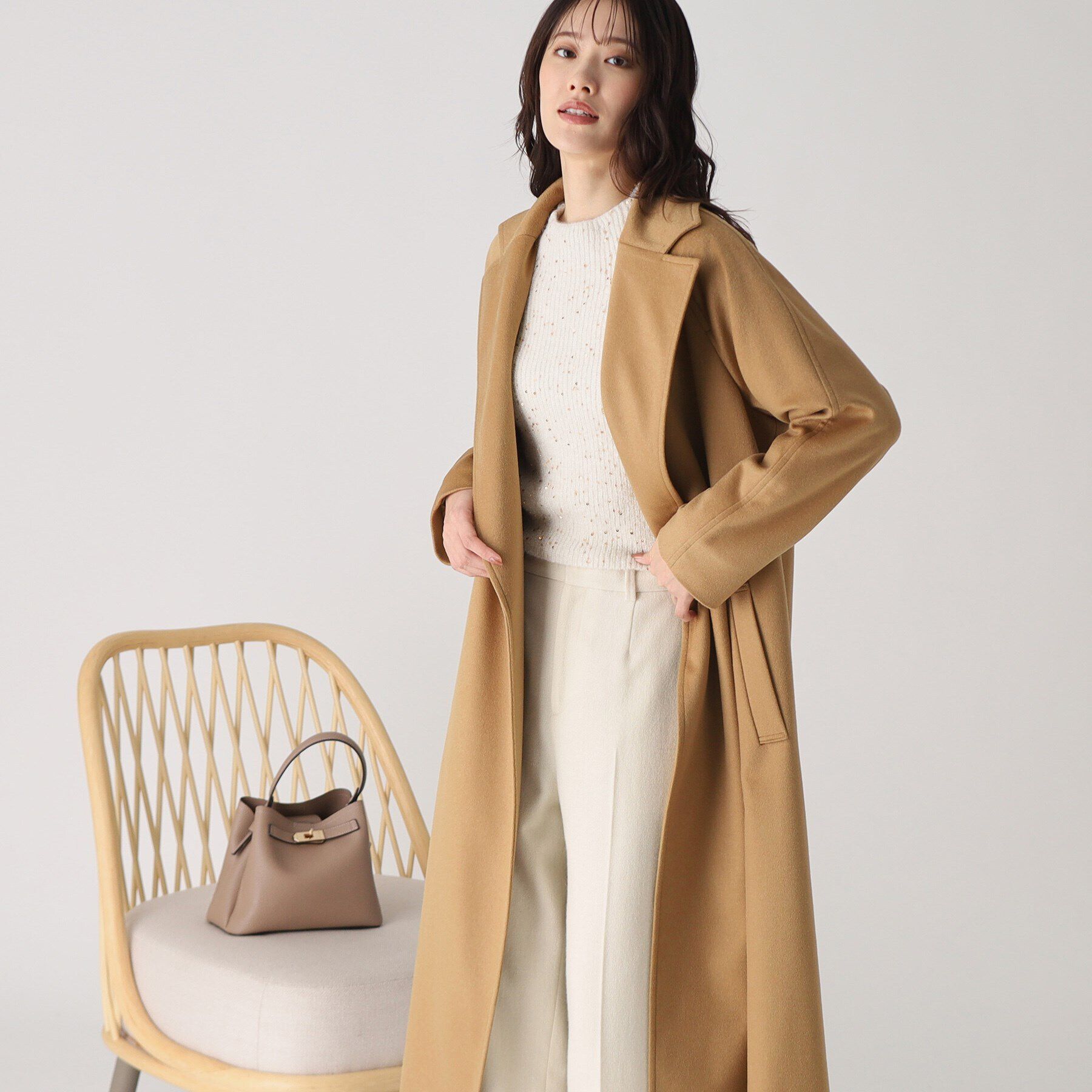 COUP DE CHANCE「【カシミヤ100％／日本製】大人のリラックス感あるガウンコート」|チェスターコート|キャメルブラウン(0