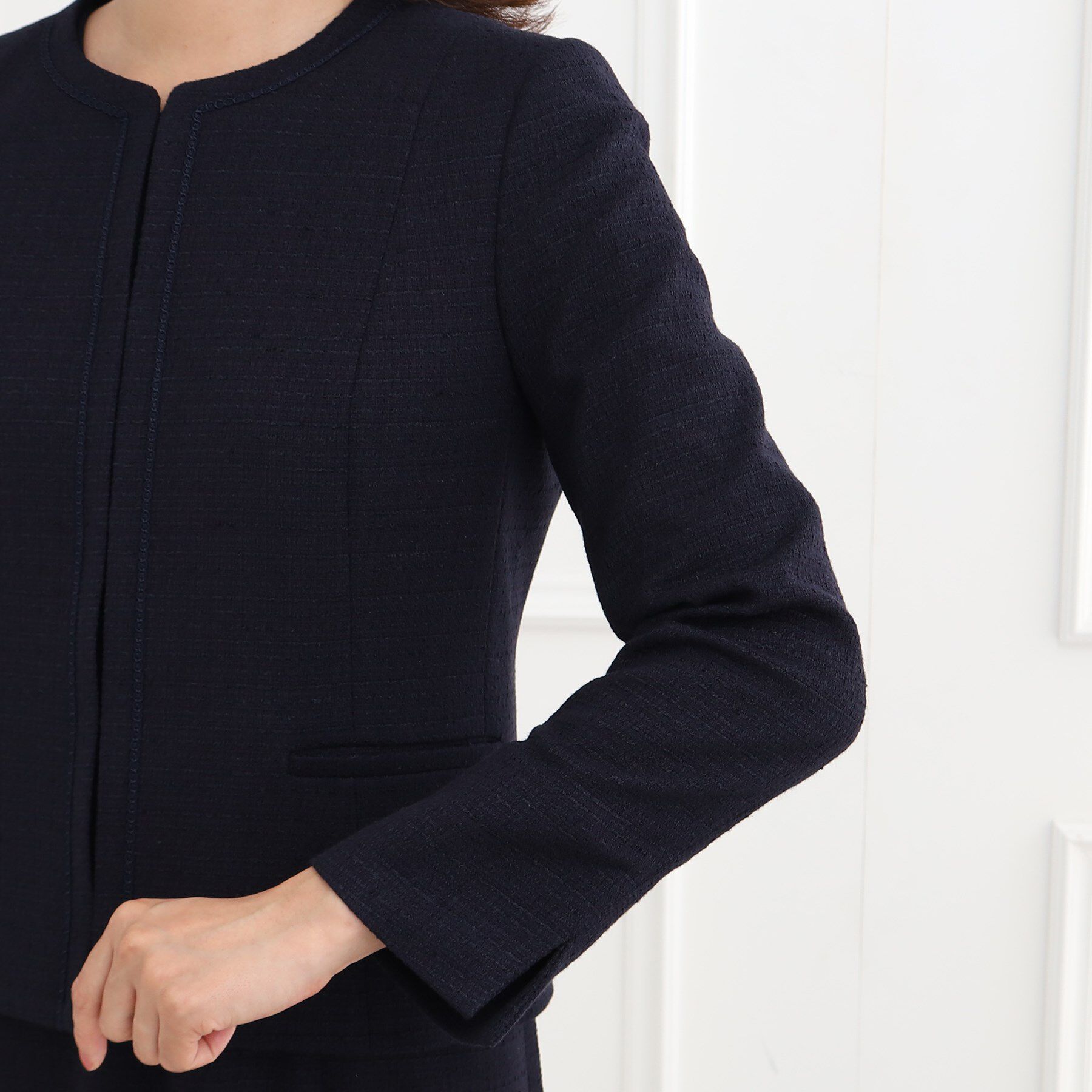 Reflect「【フォーマル/セットアップ可】ツイードジャケット」|ノーカラージャケット|