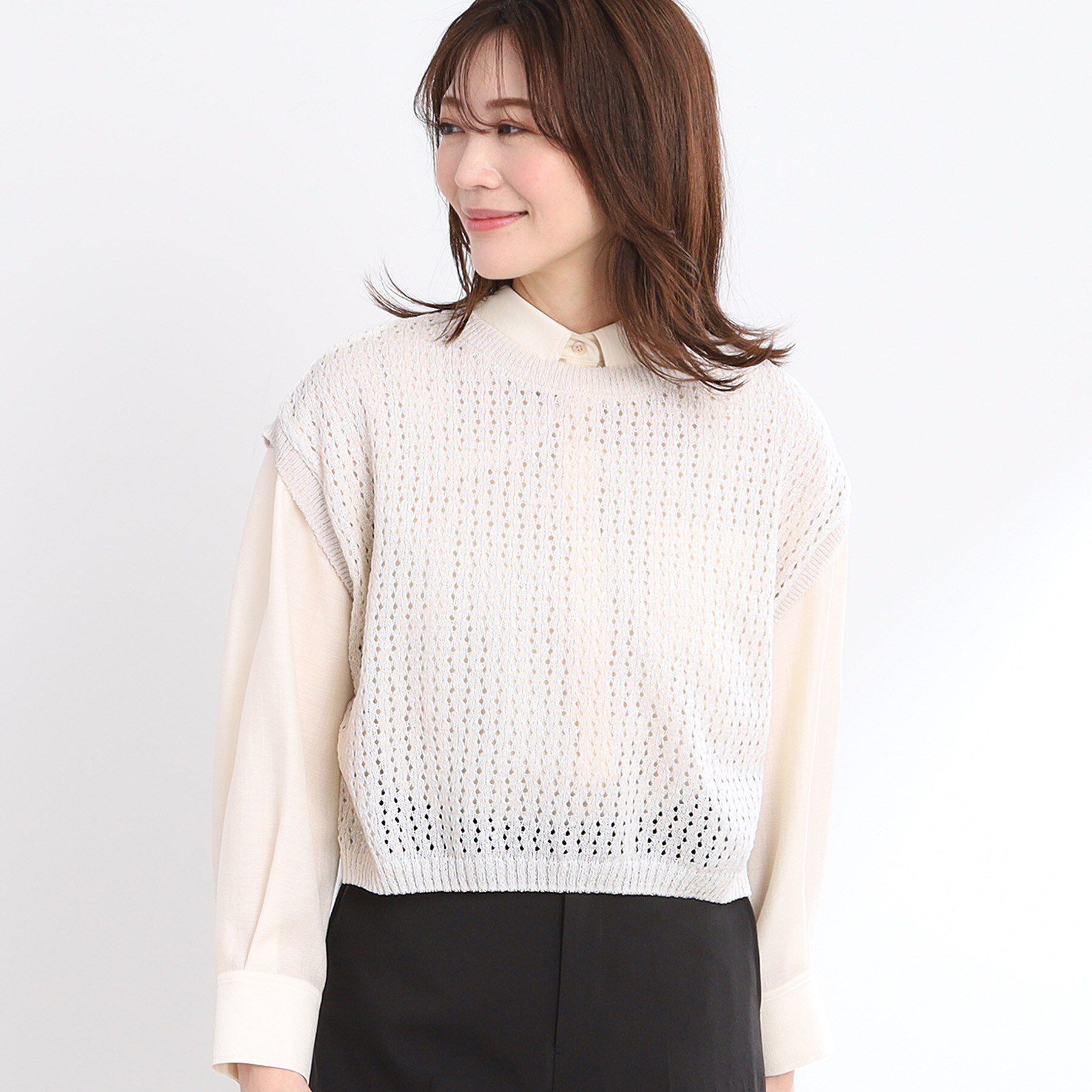 Reflect「【手洗い可】メッシュニットベスト」|ニット・セーター|