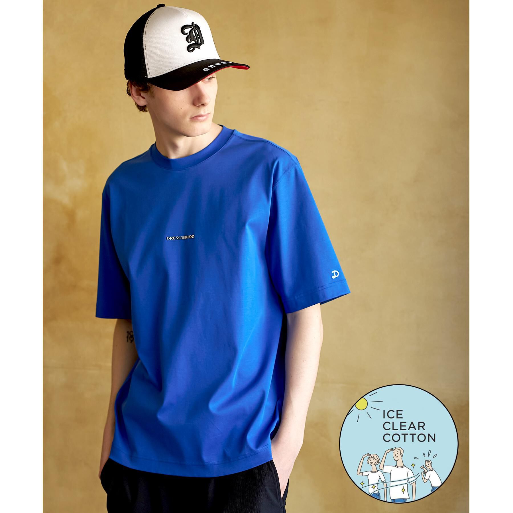 DRESSTERIOR「【接触冷感／抗菌防臭／消臭】ICE CLEAR COTTON NINEストリートTシャツ」|Tシャツ・カットソー|ブルー(093)