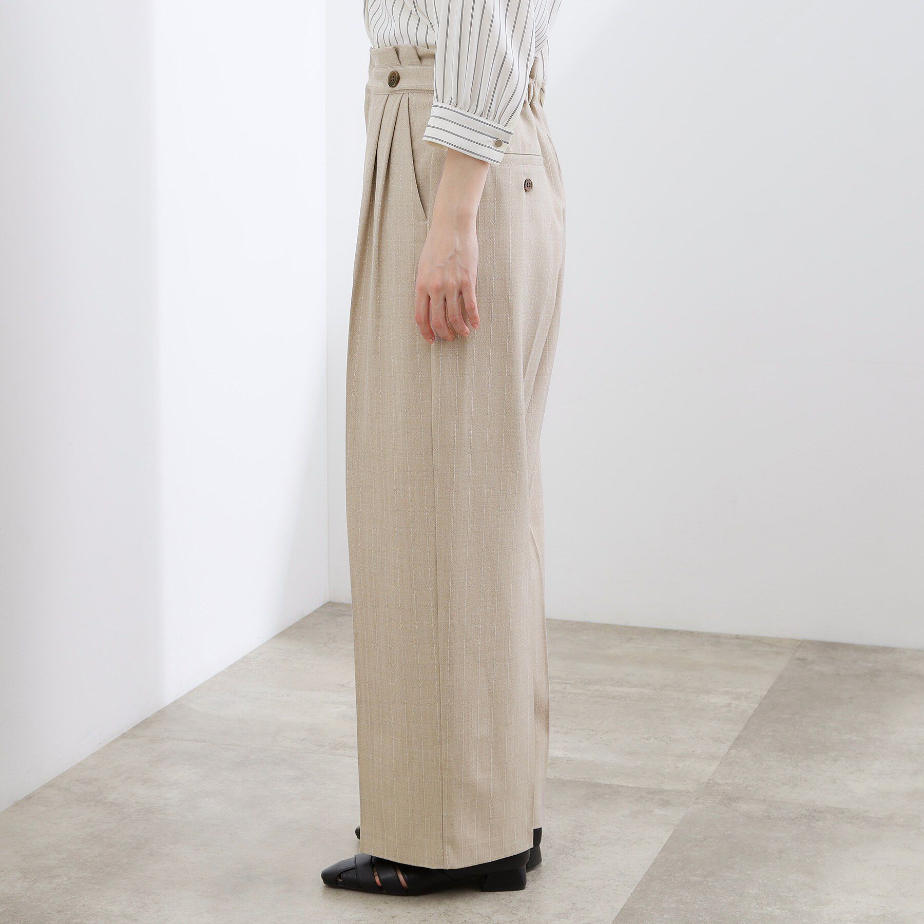 grove「【貴島明日香さん着用】リネンライクストライプワイドパンツ」|その他|