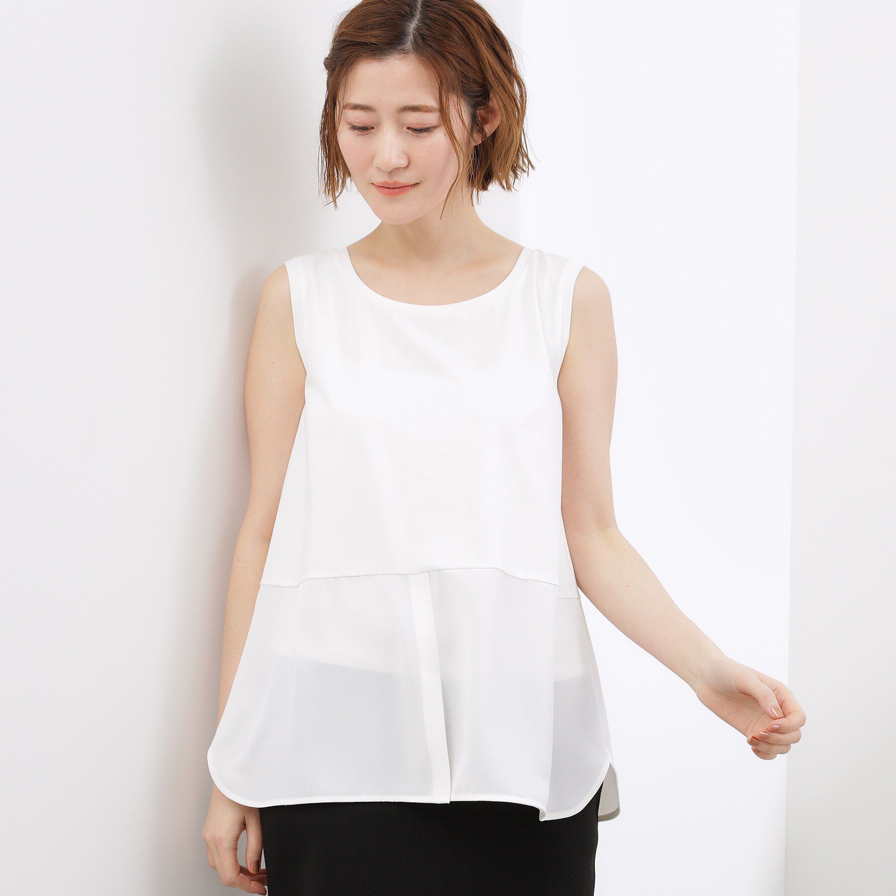 grove「【貴島明日香さん着用】裾レイヤードタンクトップ」|キャミソール|オフホワイト(003