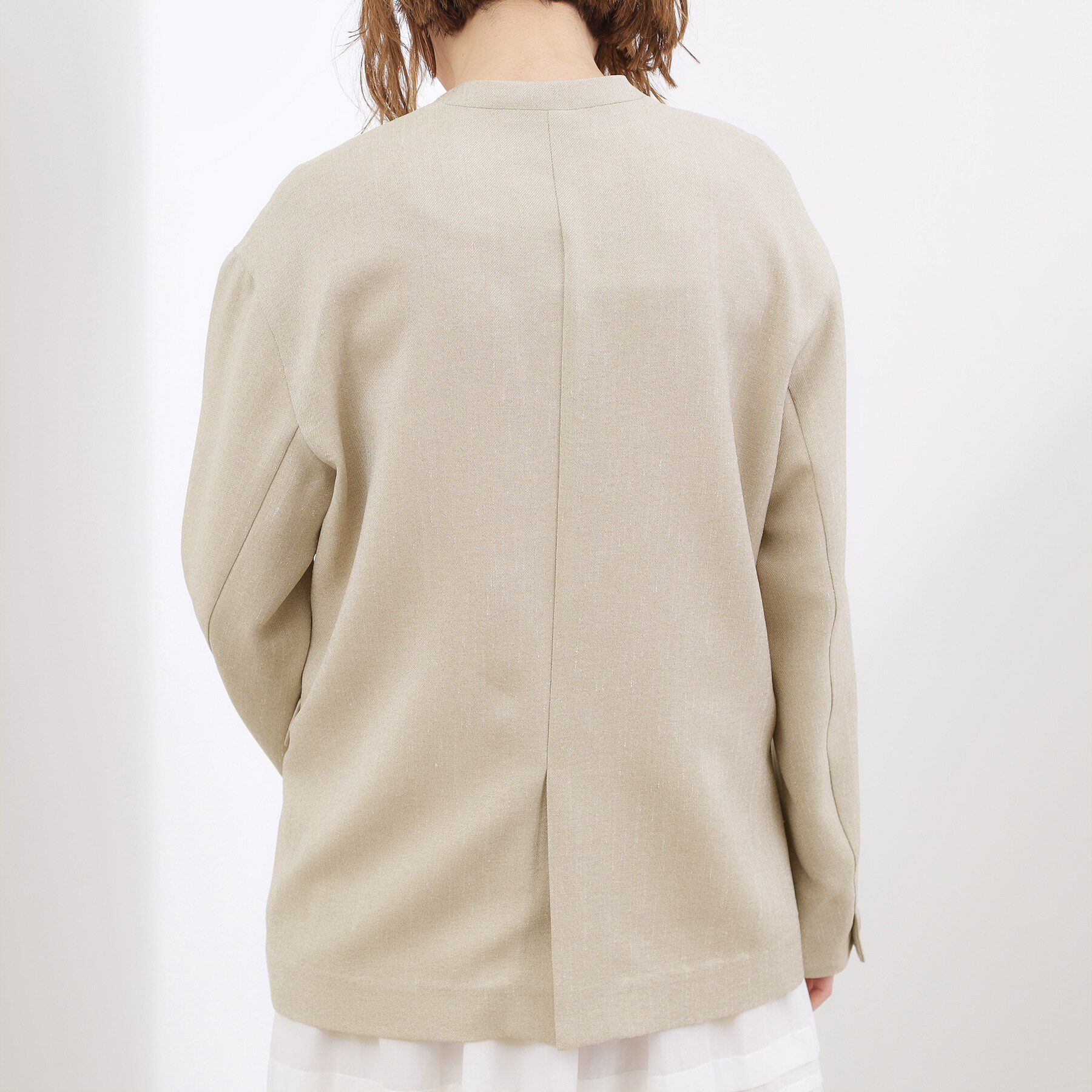 grove「【貴島明日香さん着用】リネンライクカラーレスジャケット」|ノーカラージャケット|