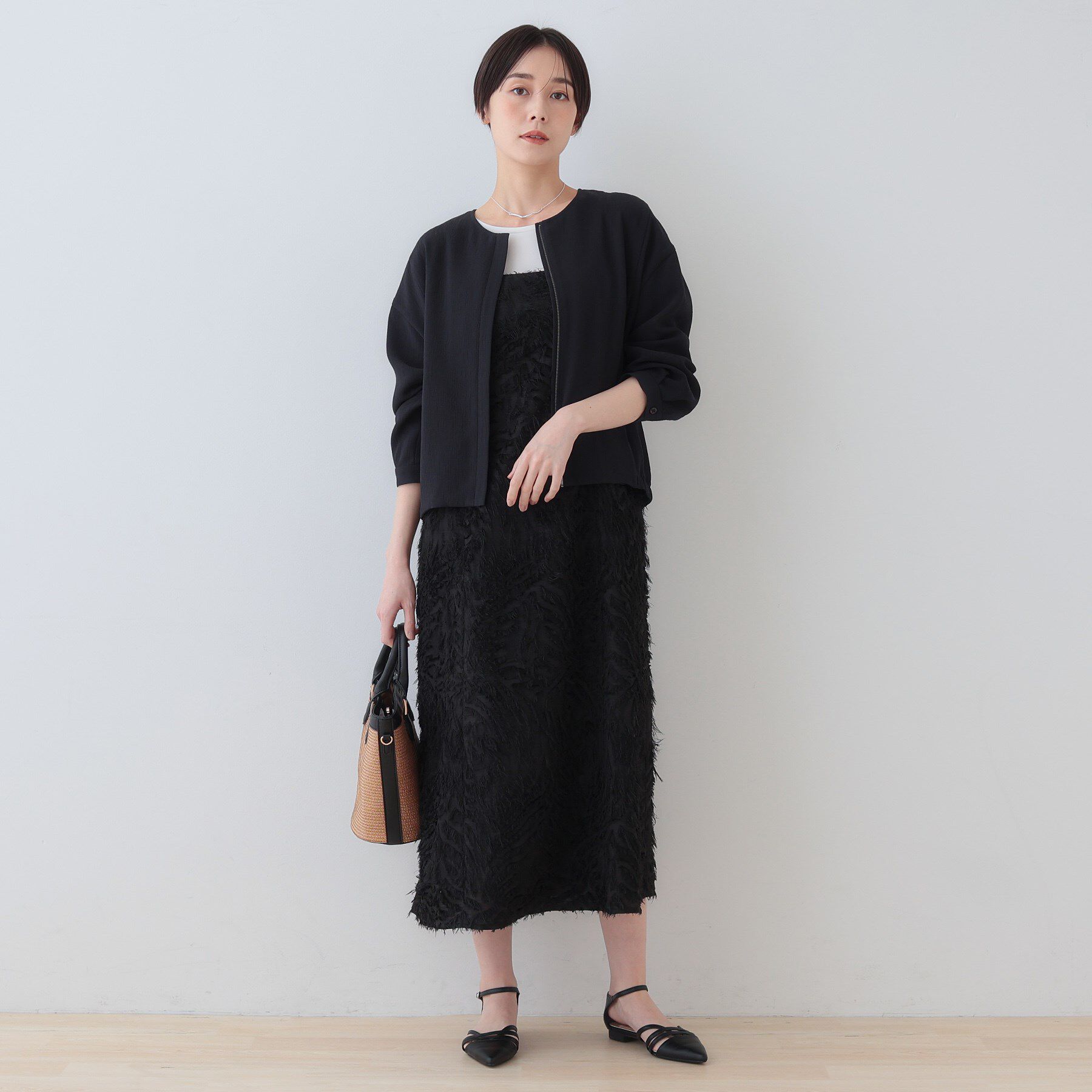 INDIVI「【トレンド素材】シアーカットジャカード キャミワンピース」|ワンピース|