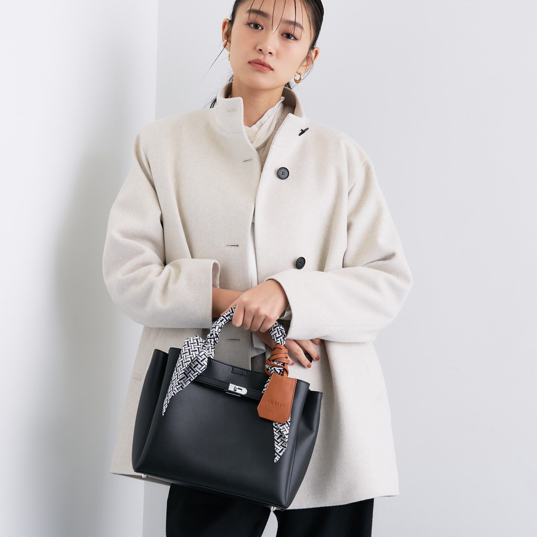 INDIVI「【日本製／ミドル丈】スタンドカラーミドルコート」|その他|