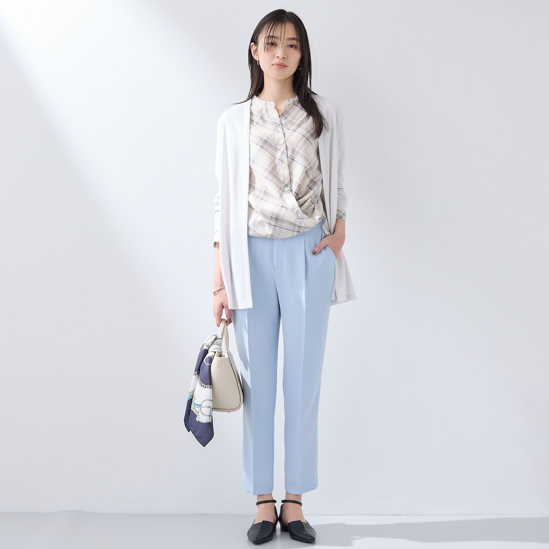 INDIVI「【UVケア】着流しミドル丈カーディガンジャージ」|カーディガン|